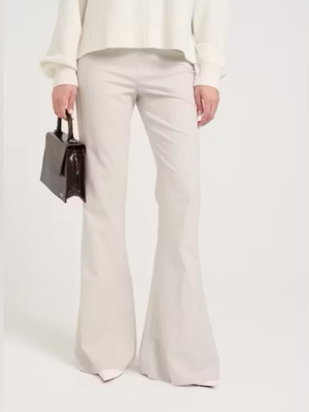 NWT Gestuz Premium Tailored High Waist Flare Grey Trousers • W28 L33 US 6 • Tall